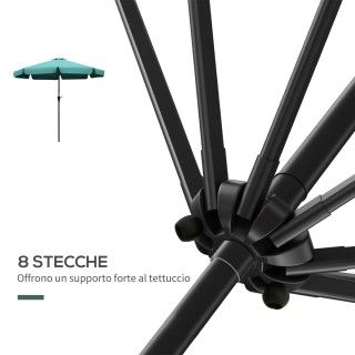Outsunny Στρογγυλή Ομπρέλα Κήπου με Κλίση και Μανιβέλα, από Αλουμίν...