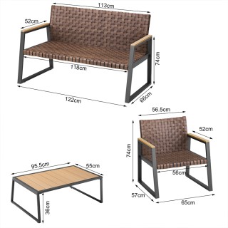 BAKAJI  Σετ Σαλονάκι Κήπου Σαλονάκι σε Πολυρατάν με Πολυθρόνες και ...