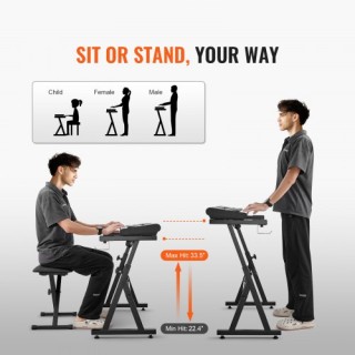 Σετ Βάσης & Καθίσματος Πιάνου VEVOR, Στυλ Ζ, Ανθεκτικό, Ρυθμιζόμενο...