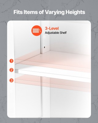 VEVOR Λευκό Ξύλινο Ντουλάπι Μπάνιου με Ρυθμιζόμενο Ράφι και 2 Πόρτε...