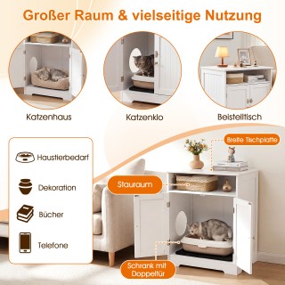 Costway 3 σε 1 Σπιτάκι Γάτας και Κλειστή Τουαλέτα με Βοηθητικό Τραπ...