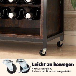 Costway Μπαρ Ντουλάπι με LED Φωτισμό & Τηλεχειριστήριο, Ρυθμιζόμενα...