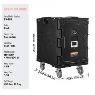 VEVOR  Μονωμένο Φορητό Δοχείο Φαγητού 90L για Catering SPBWXHSLLDPE...