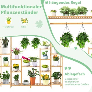 Costway  Ράφι φυτών από μπαμπού με 9 επίπεδα & κρεμαστό σταντ 167 x...