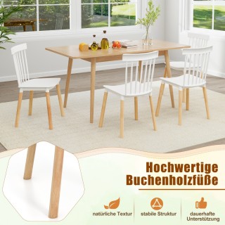 Costway  Σετ 4 Καρέκλες Τραπεζαρίας με Ατρακτοειδή Πλάτη & Καμπυλωτ...