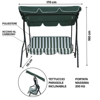Galileo Κούνια κήπου 3 θέσεων με ανθρακούχα ατσάλινη δομή, σκίαστρο... Galileo Κούνια κήπου 3 θέσεων με ανθρακούχα ατσάλινη δομή, σκίαστρο...