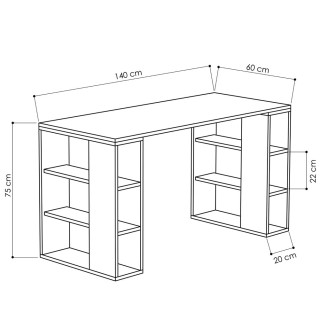 BAKAJI Γραφείο Βιβλιοθήκη 6 Ραφιών Τραπέζι Υπολογιστή Ξύλινο Σπίτι ...