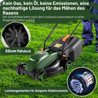 Costway  Ηλεκτρική χλοοκοπτική μηχανή με καλώδιο, 10 Amp κινητήρα 1...