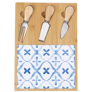 Galileo Σετ ξύλινος δίσκος κοπής και 3 μαχαίρια για τυρί από μπαμπο...