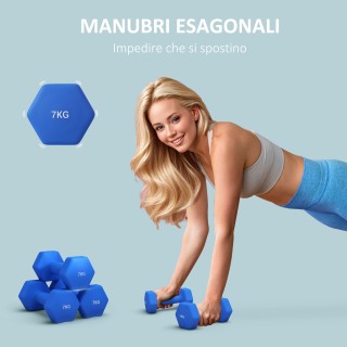 SPORTNOW Σετ 2 Εξαγωνικοί Αλτήρες 2x7kg από Μέταλλο και Πλαστικό με...