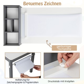 Costway Σετ Καλλιτεχνικού Τραπεζιού και Καρεκλών για Παιδιά με Ρολό...