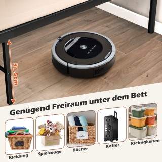 Costway  Ανθεκτικό και Κομψό Μεταλλικό Κρεβάτι Πλατφόρμας με Αποθηκ...