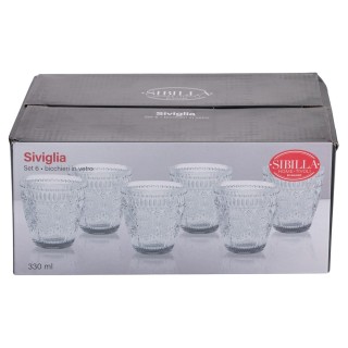 Galileo Σετ 6 ποτήρια νερού 330 ml σε γυαλί με γεωμετρικό ανάγλυφο ...