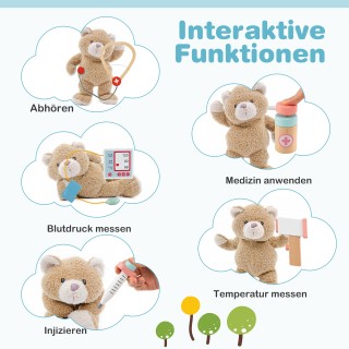 Costway  Ξύλινο Ιατρικό Κέντρο Παιχνιδιού για Παιδιά, με Ρολόι, Νιπ...