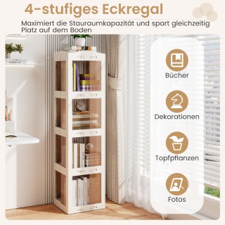 Costway Περιστρεφόμενη Βιβλιοθήκη 360° Διπλωμένη Διαφανής Ραφιέρα Γ...