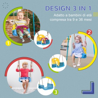 Outsunny Κούνια Παιδική 3 σε 1 για Εσωτερικό και Εξωτερικό Χώρο, Ρυ...