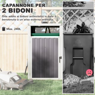Outsunny Κάλυμμα Κάδων Απορριμμάτων με 2 Διαμερίσματα και Ανασηκώμε...
