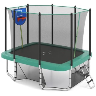 Costway  Πολυλειτουργικό Ορθογώνιο Τραμπολίνο με Σκάλα, Μπασκέτα & ...