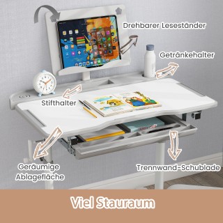 Costway Ρυθμιζόμενο Παιδικό Γραφείο με Καρέκλα και Κεκλιμένη Επιφάν...