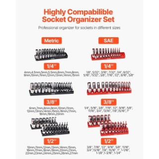 VEVOR  Σετ Οργάνωσης Καρυδιών 8τμχ Μαύρο & Κόκκινο για Μετρικό SAE ...