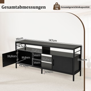Costway Έπιπλο TV Lowboard για τηλεόραση 65 με 2 ντουλάπια και 4 αν...