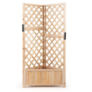 Costway Ξύλινη Γωνιακή Ζαρντινιέρα με Πέργκολα και Στραγγιστήρια γι...