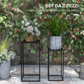 Σετ τραπεζιού Outsunny Plant Holder 2 τεμαχίων σε ατσάλι για εσωτερ...