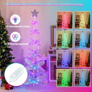 Costway  Σπειροειδές Χριστουγεννιάτικο Δέντρο με 341 LED Φώτα και 3...