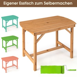 Costway  Τραπέζι Εξωτερικού Χώρου από Ξύλο Έλατου με Οπή Ομπρέλας 4...