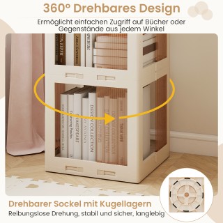 Costway Περιστρεφόμενη Βιβλιοθήκη 360° Διπλωμένη Διαφανής Ραφιέρα Γ...