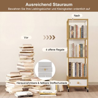 Costway Λευκή βιβλιοθήκη 4 επιπέδων με ρόδες, ξύλινη επιφάνεια και ... Costway Λευκή βιβλιοθήκη 4 επιπέδων με ρόδες, ξύλινη επιφάνεια και ...