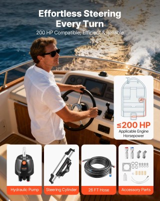 VEVOR Υδραυλικό Σύστημα Διεύθυνσης για Σκάφη 200 HP YYZXXTTJ200HGZL...