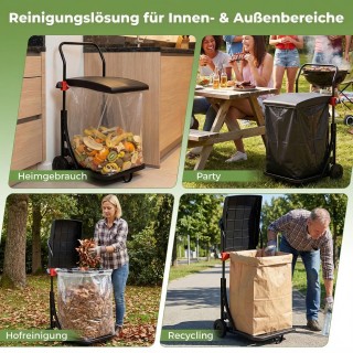 Costway Ρυθμιζόμενη Βάση Σακούλας Απορριμμάτων με Ρόδες και Καπάκι,...