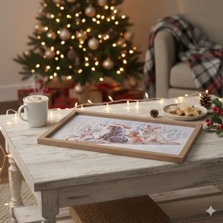 Villa DEste  Χριστουγεννιάτικος Πίνακας 40x25 cm με Ξύλινο Πλαίσιο ...