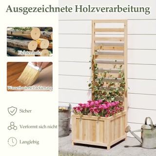 Costway Ξύλινο υπερυψωμένο παρτέρι με πέργκολα για αναρριχώμενα φυτ...