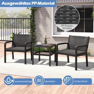 Costway Σετ Έπιπλα Μπαλκονιού Από Ρατάν 3τμχ Αδιάβροχο 50 x 50 x 52...