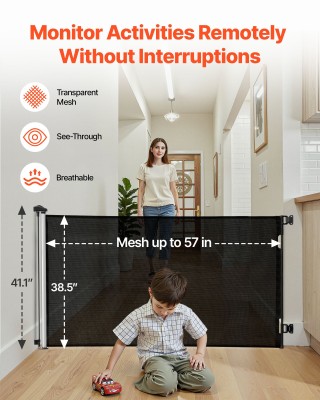 VEVOR Ανασυρόμενη Βρεφική Πύλη Ασφαλείας 1450x980mm με Ενισχυμένα Ά...