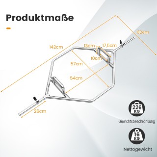 Costway Ολυμπιακή Εξάγωνη Μπάρα Ανύψωσης έως 226 kg SP37910 Costway Ολυμπιακή Εξάγωνη Μπάρα Ανύψωσης έως 226 kg SP37910