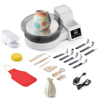 VEVOR Ηλεκτρικός Τροχός Κεραμικής 450W με Πεντάλ, 28 cm, Λευκός PDS...