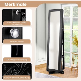 Costway Μαύρο Ντουλάπι Κοσμημάτων με Ολόσωμο Καθρέφτη και Ενσωματωμ... Costway Μαύρο Ντουλάπι Κοσμημάτων με Ολόσωμο Καθρέφτη και Ενσωματωμ...