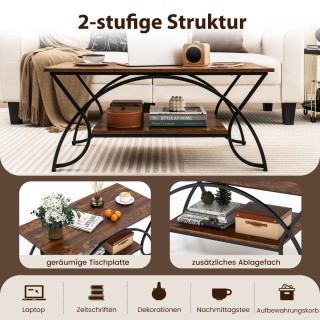 Costway Μοντέρνο Τραπεζάκι Σαλονιού με Μεταλλική Βάση και Ράφι 100 ...