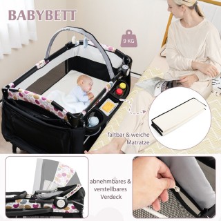 Costway 4-σε-1 Κέντρο Βρεφικής Φροντίδας με Κούνια, Κρεβατάκι, Αλλα...