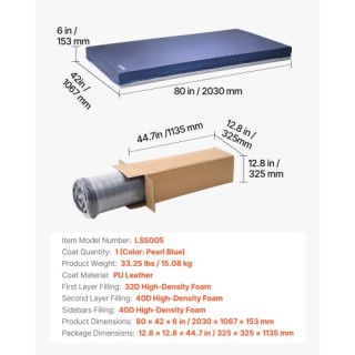 VEVOR Αντιολισθητικό Αδιάβροχο Στρώμα Νοσοκομειακού Κρεβατιού 6 ιντ...