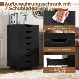 Costway Κινητό Ντουλάπι Αρχειοθέτησης με 7 Συρτάρια και Ρόδες 49 x ...