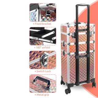 BAKAJI  Βαλίτσα Μακιγιάζ Αισθητικής Beauty Case 3 σε 1 Χρυσή  με Απ...