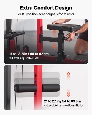 VEVOR Πολυμηχάνημα LAT Pull Down & Κωπηλατική, Ρυθμιζόμενο Κάθισμα ...