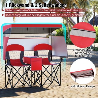 Costway  Πτυσσόμενη Καρέκλα Κάμπινγκ με Ρυθμιζόμενη Ομπρέλα και Κόκ...