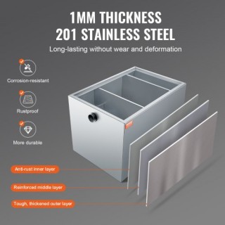 Διαχωριστής Λίπους VEVOR 40 LBS, Ανοξείδωτος, 10 GPM, για Εστιατόρι... Διαχωριστής Λίπους VEVOR 40 LBS, Ανοξείδωτος, 10 GPM, για Εστιατόρι...