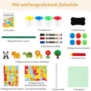 Costway Ξύλινο Καβαλέτο Τέχνης για Παιδιά 3-σε-1, Αναδιπλούμενο Διπ...