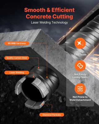 VEVOR Διαμαντοτρύπανο Κορωνάς 38mm, Διάτρηση 241mm, Εσωτερικό Σπείρ... VEVOR Διαμαντοτρύπανο Κορωνάς 38mm, Διάτρηση 241mm, Εσωτερικό Σπείρ...